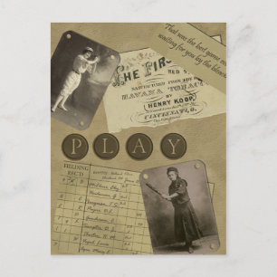 Vintage "Softball" Scrapbook Postcard