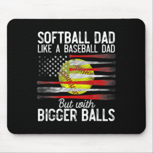 Vintage Softbyll Dad Like A Bysebyll Dad Us Flag F Mouse Pad