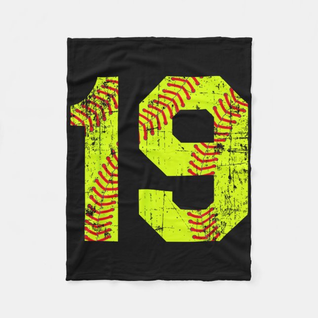 Vintage Softll 19 Jersey Number  Fleece Blanket (Front)