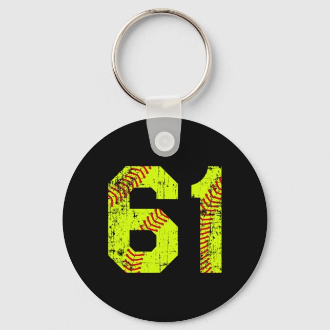 Vintage Softll 61 Jersey Number  Keychain (Front)