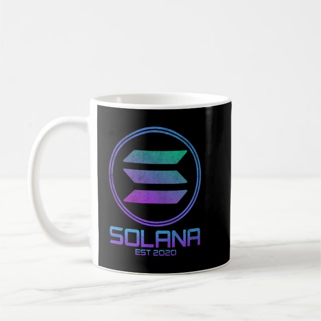 vintage solana SOL Crypto Coin HODL Coffee Mug (Left)