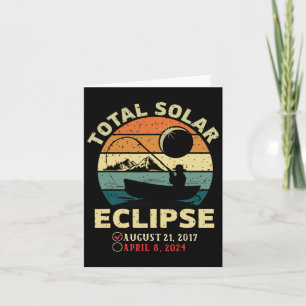 Vintage Solar Eclipse 2024 Totality Fishing April  Card