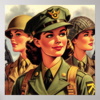 Vintage Soldier Woman Illustration