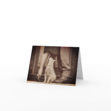 Vintage Soldier's Goodbye While Cat Looks on Blank