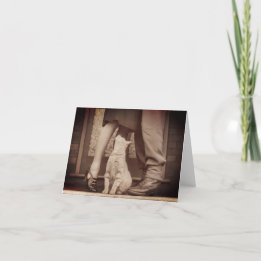Vintage Soldier's Goodbye While Cat Looks on Blank Note Card