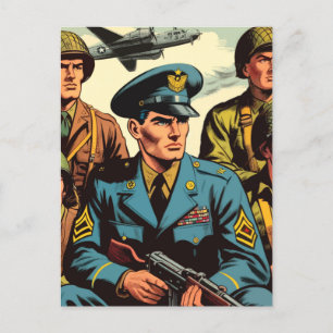 Vintage Soldiers Military Comics Postcard