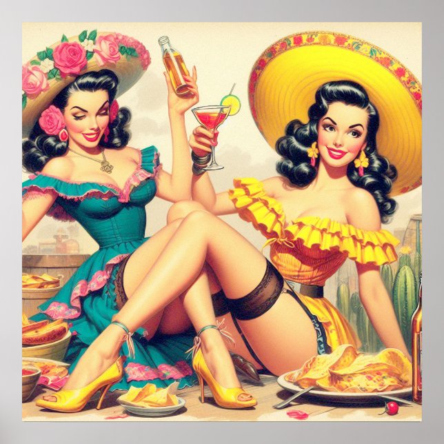 Vintage Sombrero Girls Poster (Front)