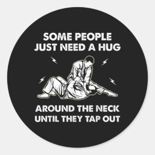 vintage Some People Need A Hug Brazilian Jiu Jitsu Classic Round Sticker
