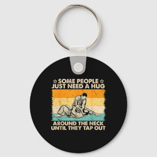 vintage Some People Need A Hug Brazilian Jiu Jitsu Keychain