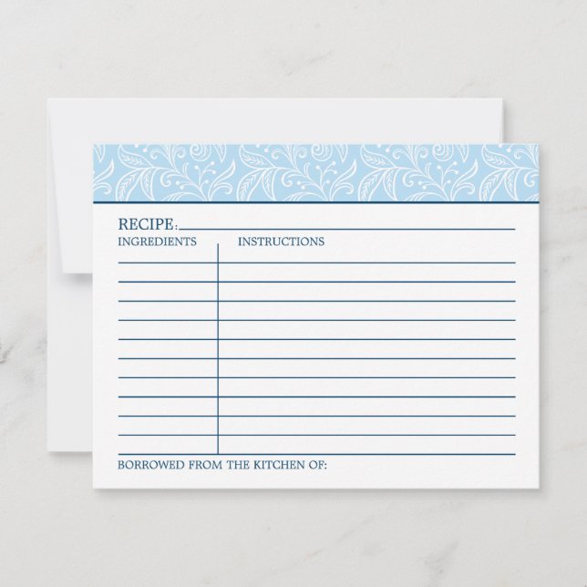 Vintage Something Blue Bridal Shower Recipe (Front)