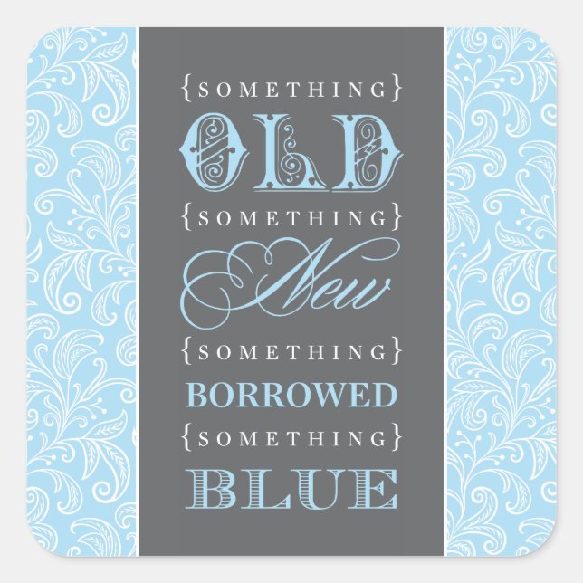 Vintage Something Blue Wedding Bridal Shower Square Sticker (Front)