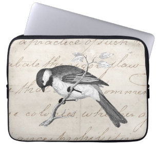 Vintage Song Bird Illustration - 1800's Birds Tex Laptop Sleeve