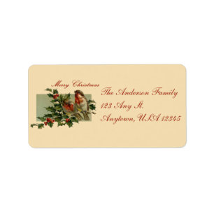 Vintage Songbirds et Holly Étiquettes de adresse