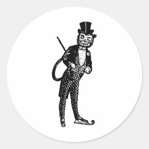 Vintage Sophisticated Opera Cat  Classic Round Sticker