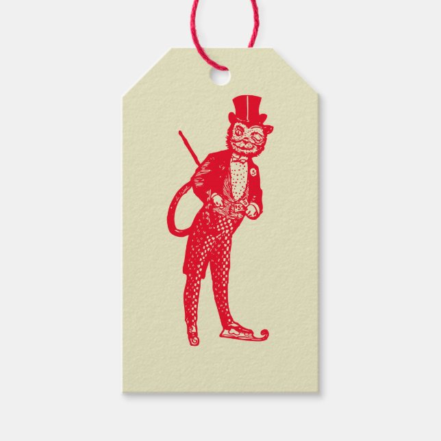 Vintage Sophisticated Opera Cat  Gift Tags (Front)