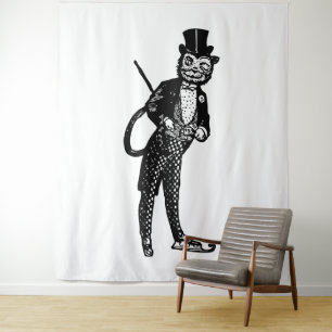 Vintage Sophisticated Opera Cat  Tapestry