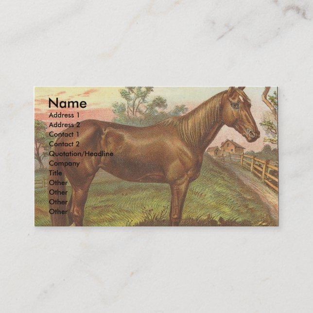 Vintage Sorrel Horse Business Card (Front)