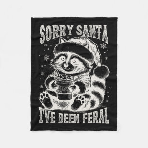 Vintage Sorry Santa I've Been Feral Raccoon Christ Fleece Blanket