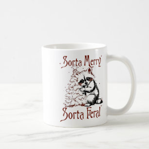 Vintage Sorta Merry Sorta Feral Raccoon Lover Chri Coffee Mug