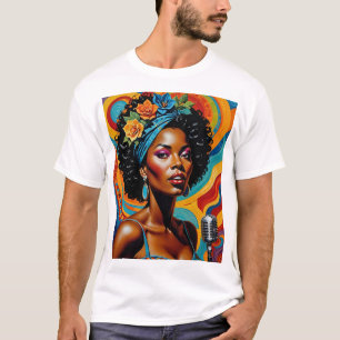Vintage Soul Singer Colourful Retro Music Art Tee