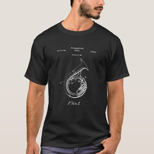 Vintage Sousaphone Blueprint Shirt Marching Band T (Front)