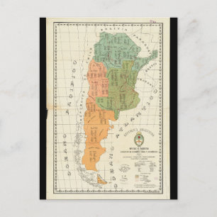 Vintage South American Map Postcard