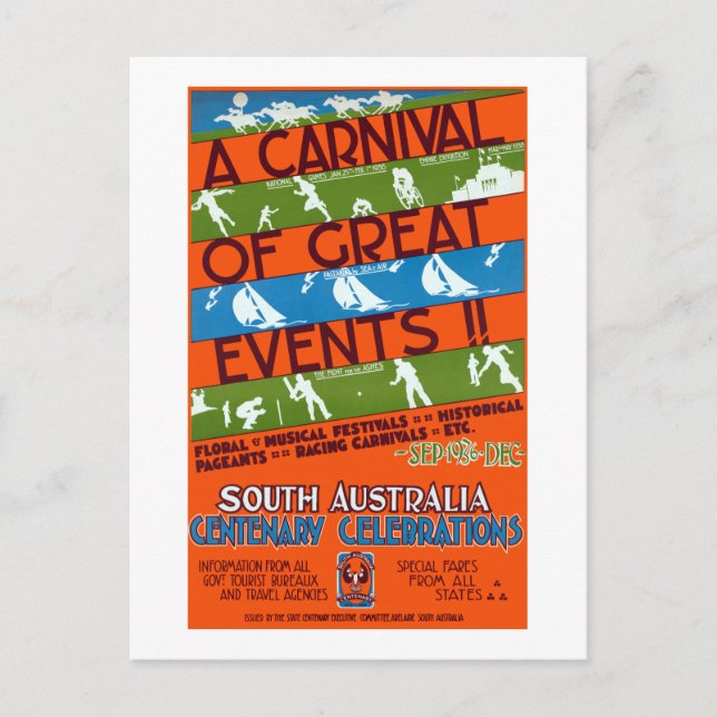 Vintage South Australia Festival Travel Postcard (Front)