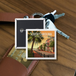  Vintage South Carolina 2 Inch Square Button