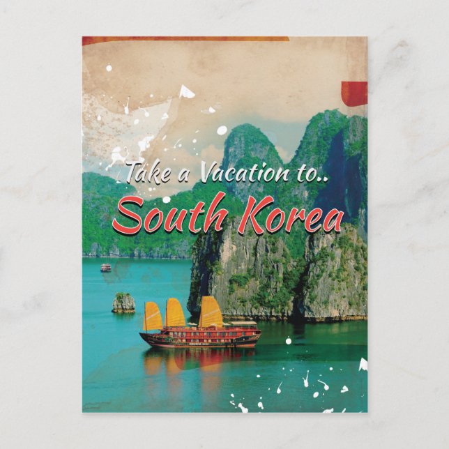 Vintage South Korea Travel Poster Postcard (Front)