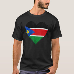 Vintage South Sudan Flag Heart T-Shirt