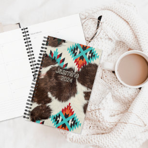 Vintage South Western Cowhide Atzec Pattern Planner