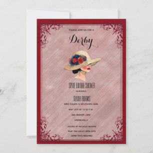 Vintage Southern Belle Derby Hat Bridal Shower Inv Invitation