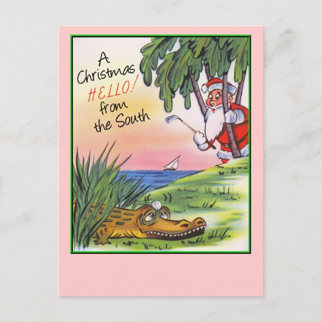 Vintage Southern Christmas Holiday Postcard (Front)