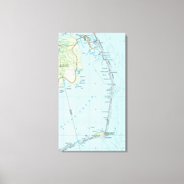 Vintage Southern Outer Banks Map (1957) Canvas Print (Front)