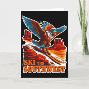Vintage Southwest Skiing Adventure Themed Skier Ea Card