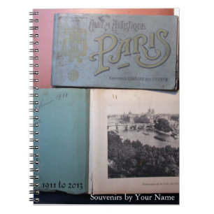 Vintage Souvenirs de Paris Personalized Notebook 1