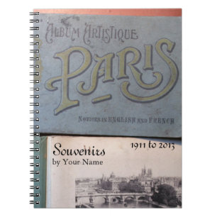 Vintage Souvenirs de Paris Personalized Notebook 3