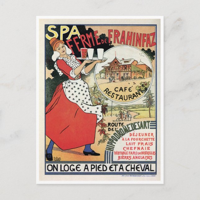 Vintage Spa Belgium Café restaurant ad Postcard (Front)