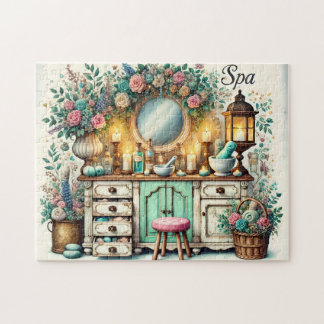 Vintage Spa Vanity Self-Care Cabinet Shabby Chic Jigsaw Puzzle