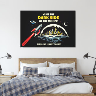 Vintage Space Moon Travel Canvas Print Retro Art