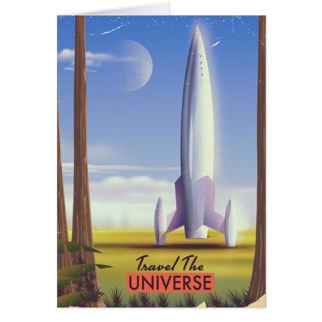 Vintage space rocket sci-fi poster. (Front)