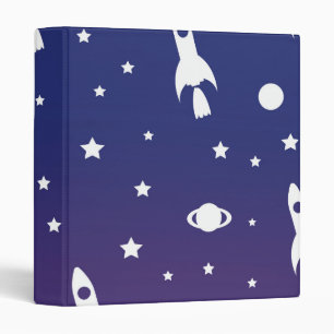 vintage Space Rockets Pattern Binder