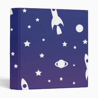 vintage Space Rockets Pattern Binder