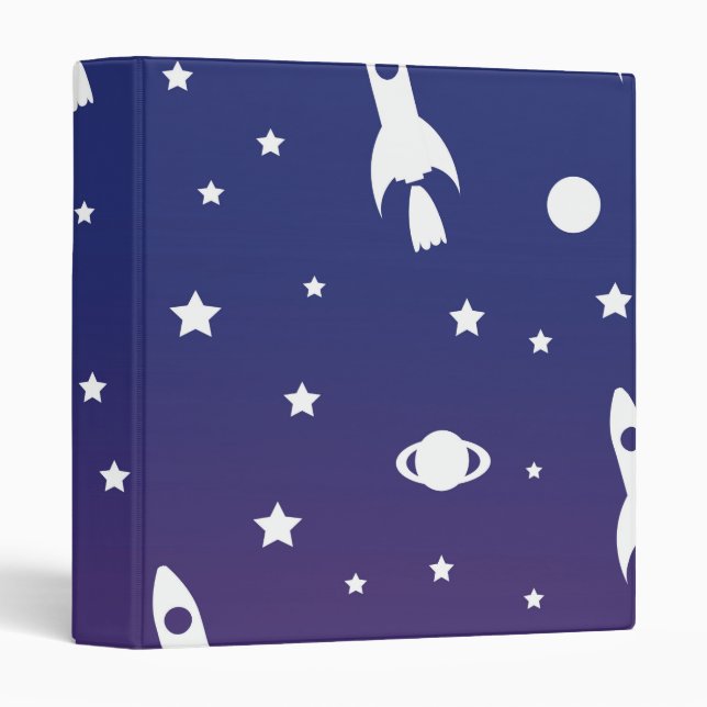 vintage Space Rockets Pattern Binder (Front/Spine)