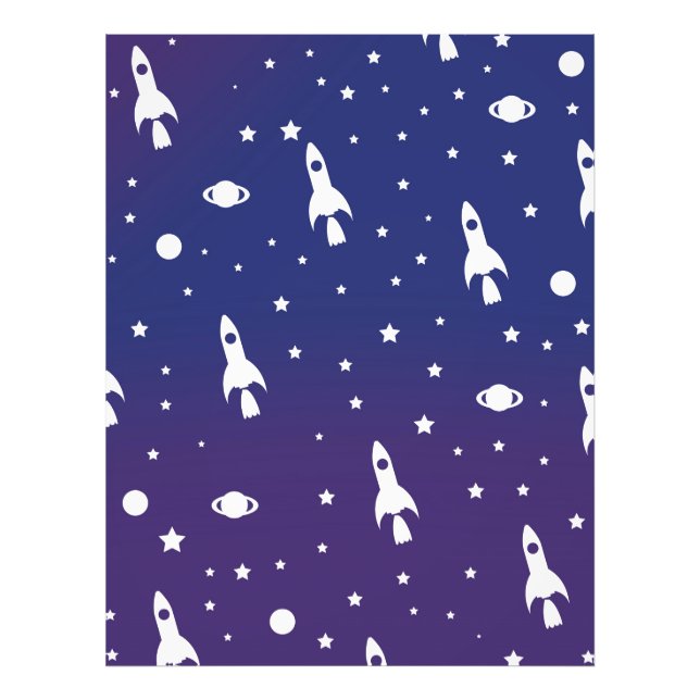 vintage Space Rockets Pattern Photo Print (Front)