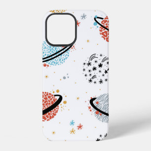 vintage Space Seamless Pattern with Doodle Saturn  iPhone 12 Case