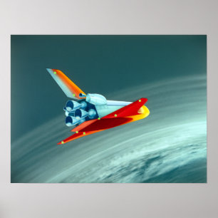 Vintage Space Shuttle Concept Art Poster