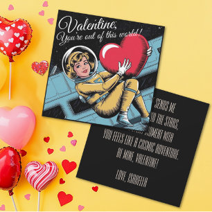 Vintage Space Valentine You’re Out of This World Holiday Card