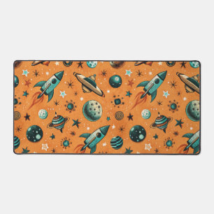 Vintage Spacecraft Rocket Ships Pattern -Cosmos(1) Desk Mat