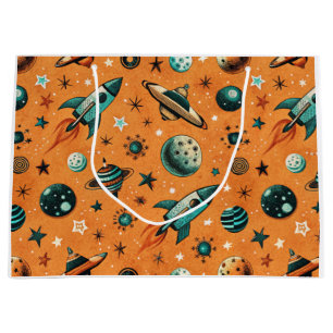 Vintage Spacecraft Rocket Ships Pattern -Cosmos(1) Large Gift Bag